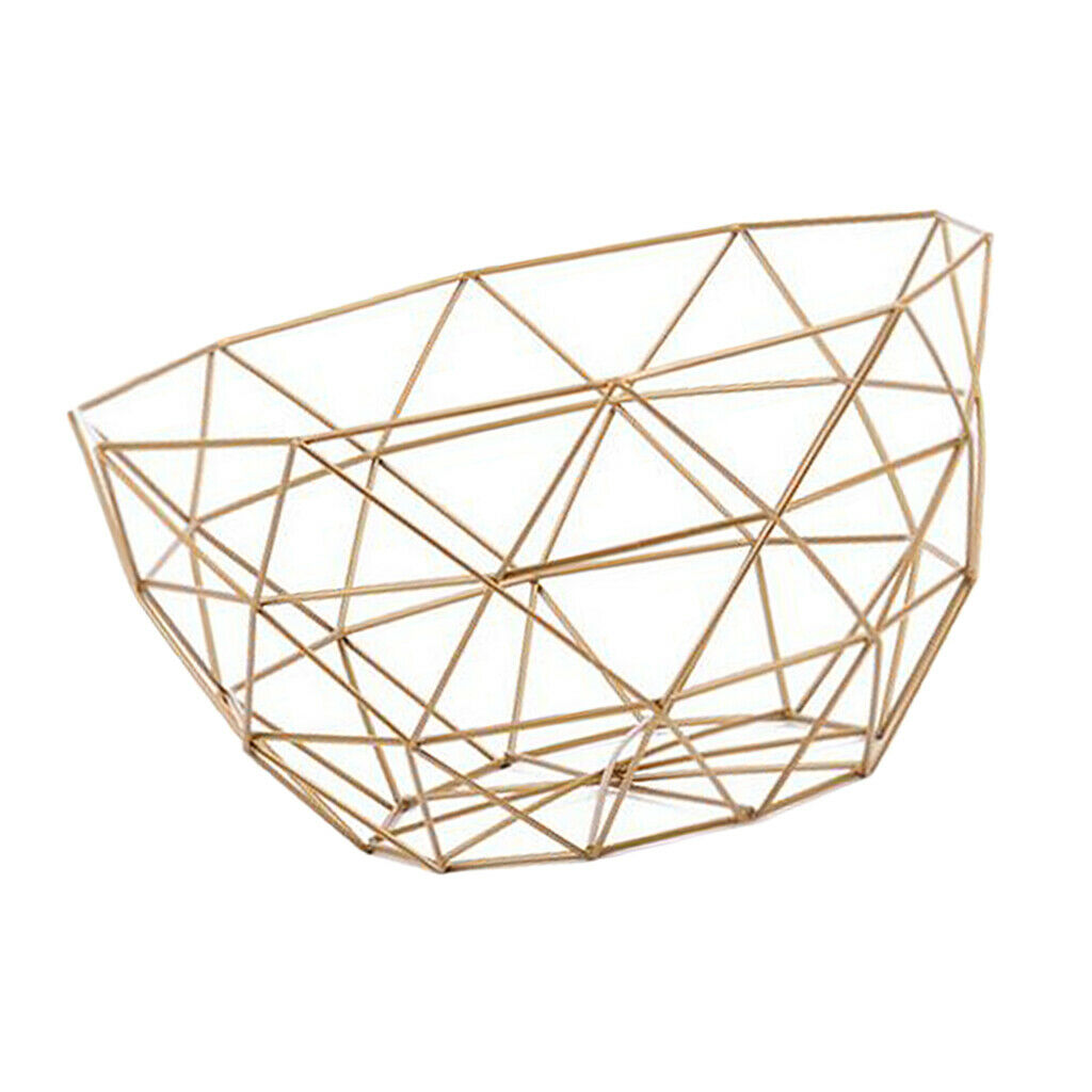 2pcs Fruit Bowl Basket Copper Wire Geometric Design with Modern Styling