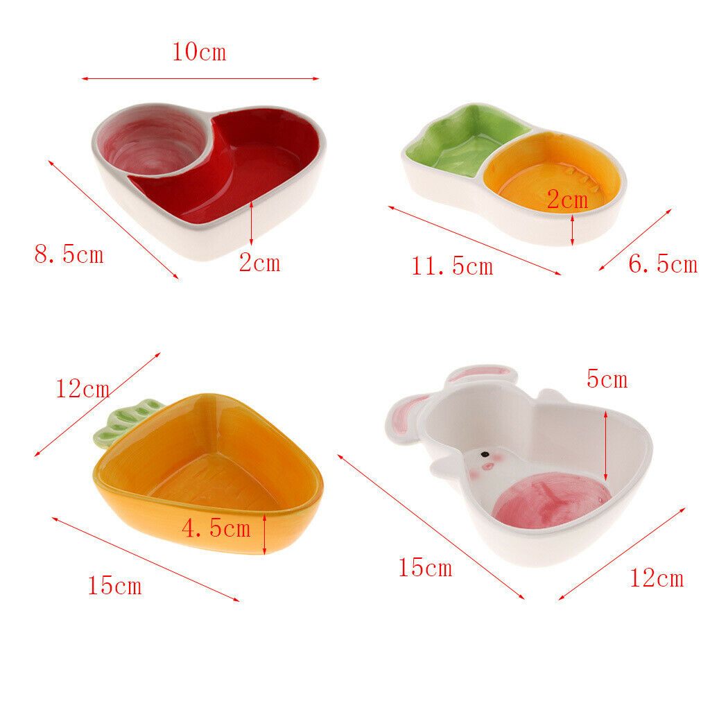 2 Pcs Hamster Bowl Ceramic Prevent Tipping Moving and Bite-resistant Food Dish