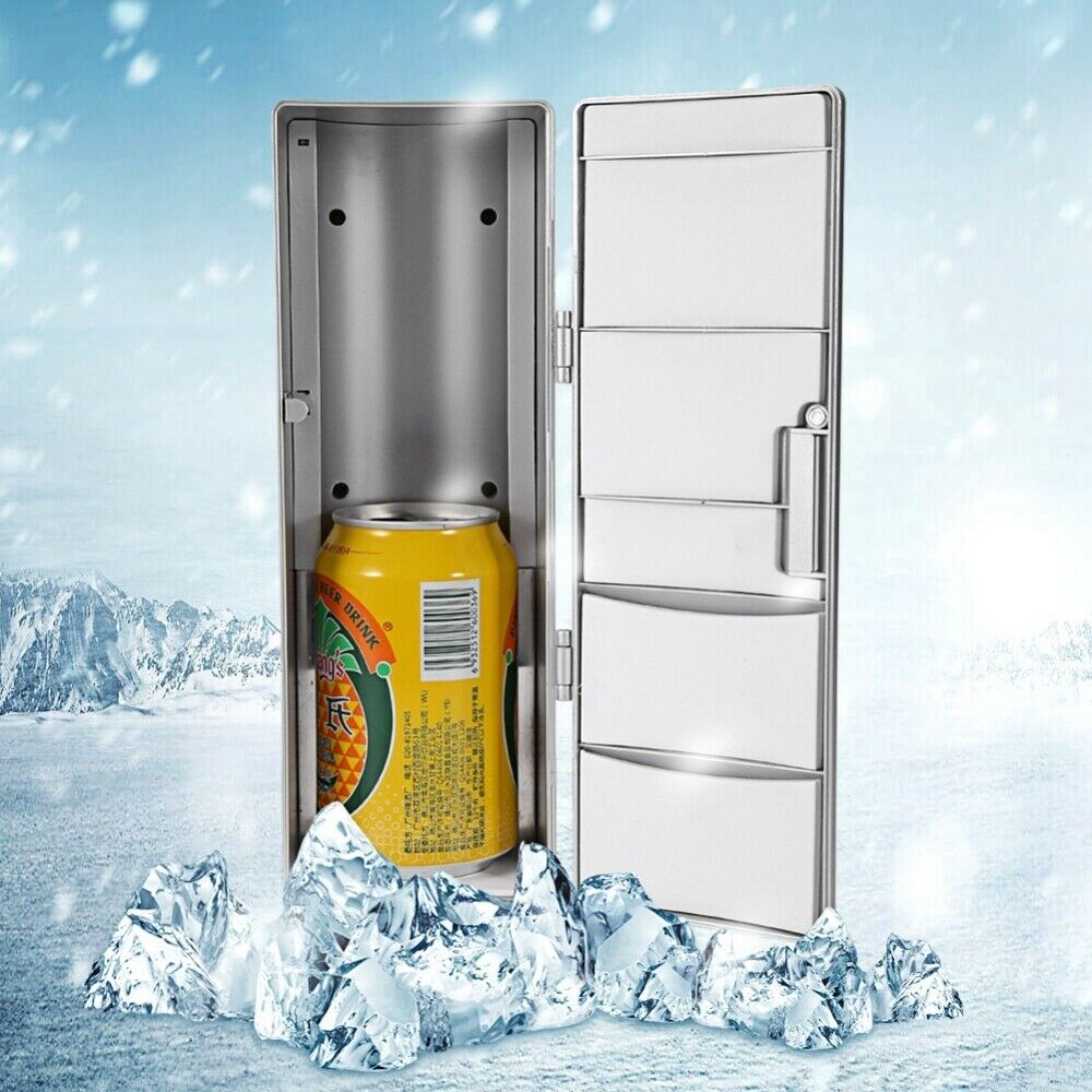 2 In 1 Desktop Mini Fridge USB Gadget Beverage Cans Cooler Warmer Refrigerator