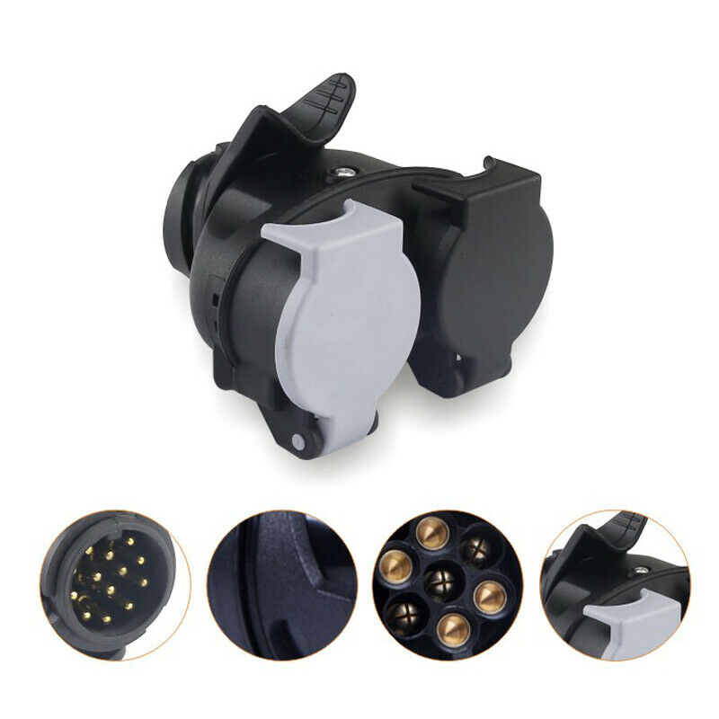 13-Way Pin Flat to 7Way Trailer Plug Socket Adapter RV Boat Change Trailer Hitch