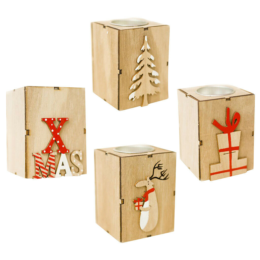 Christmas Wood Tealight Candle Holder/Wooden Candlestick Home Decor Tree
