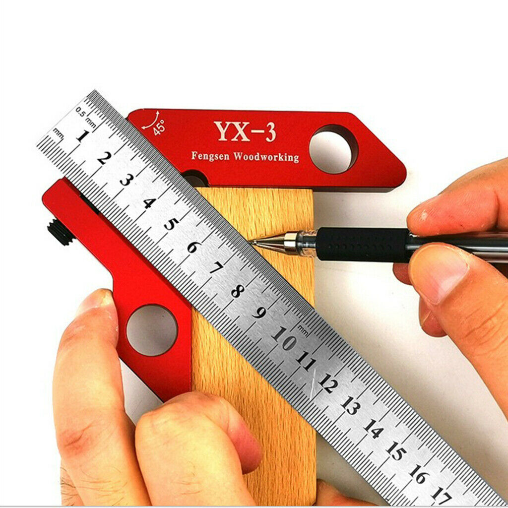 Woodworking Center Scriber 45 and 90 Degree Ruled Carpenter Ruler Gauge