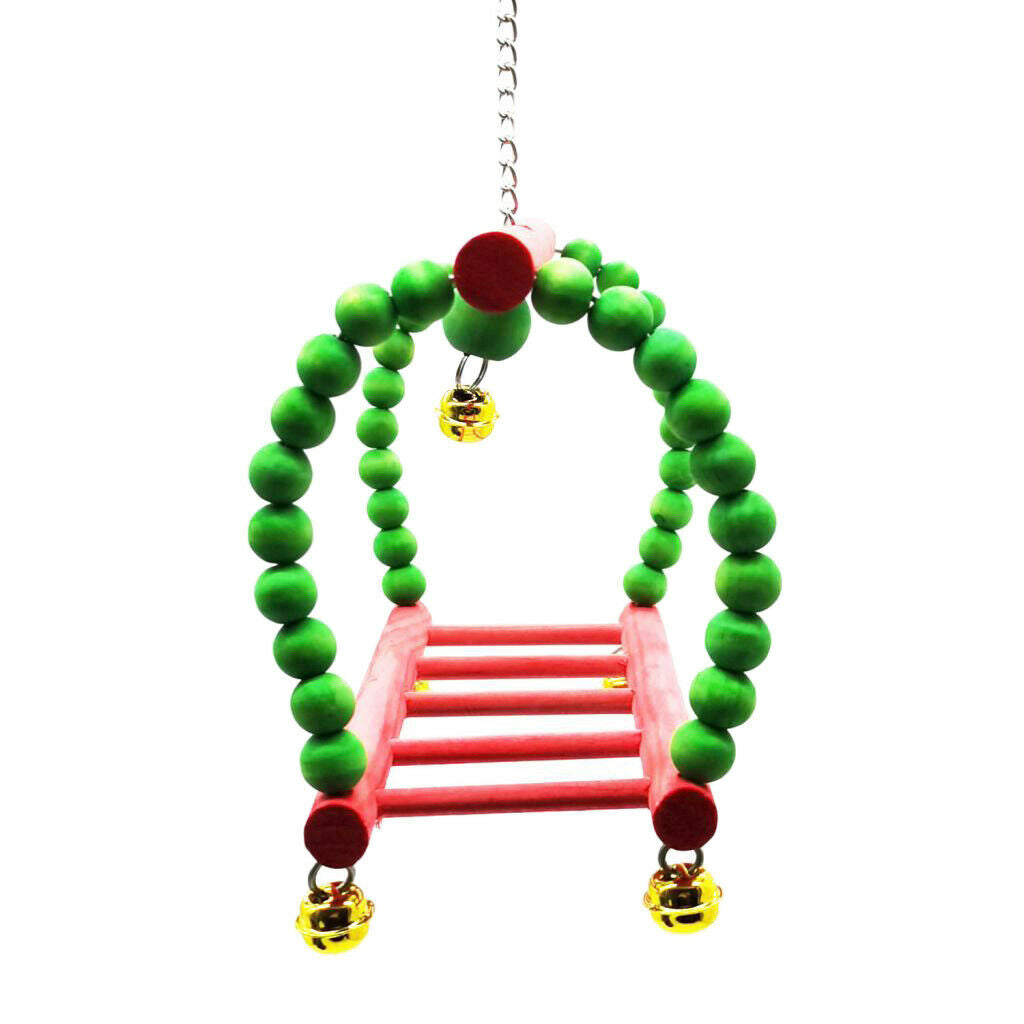 Bird Parrots Wooden Perch Cockatiels Ladder Swing For Small Birds Macaws