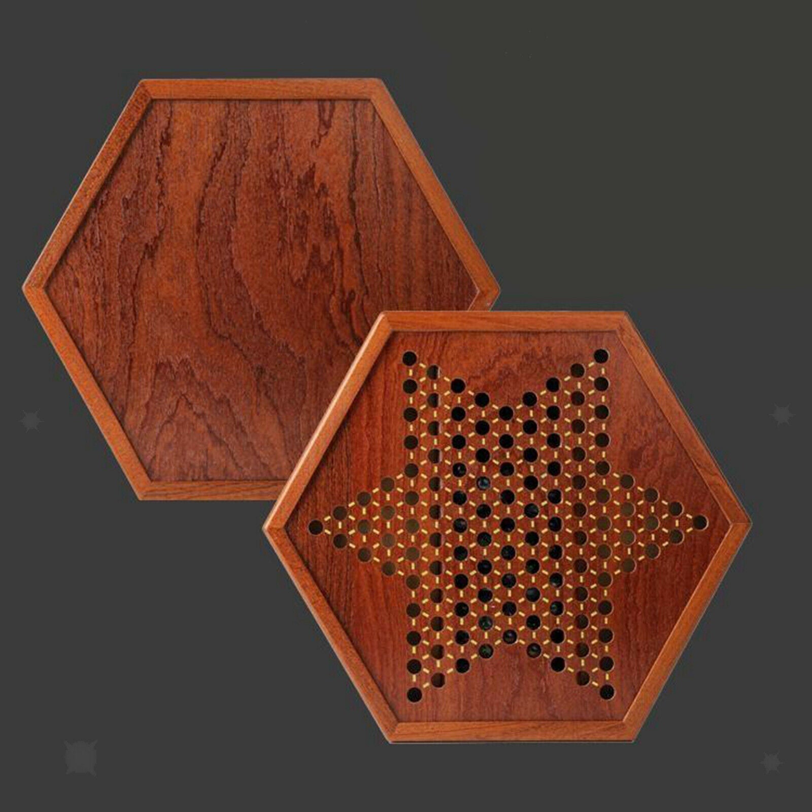 Chinese Checkers, Wooden Game Set, Built-in Storage Drawers, 6 Multi-Colored