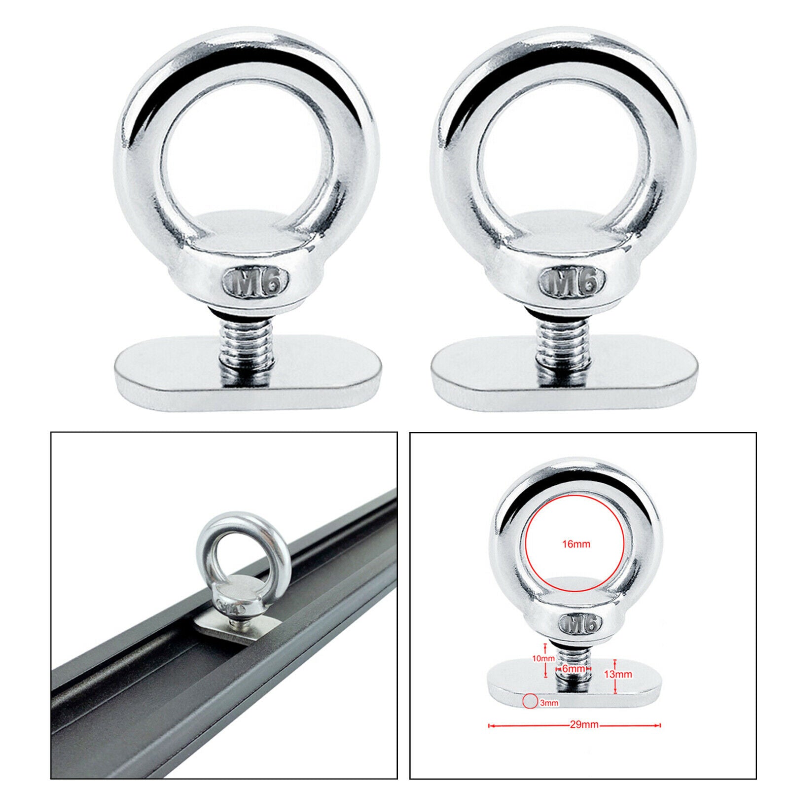 2x 304 Stainless Steel Marine Boat Kayak Canoe Eyelet Screws Retainer Eyelet
