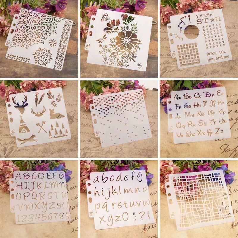 9pcs/set Christmas Letter Stencils Template Painting Scrapbooking Embossing Card