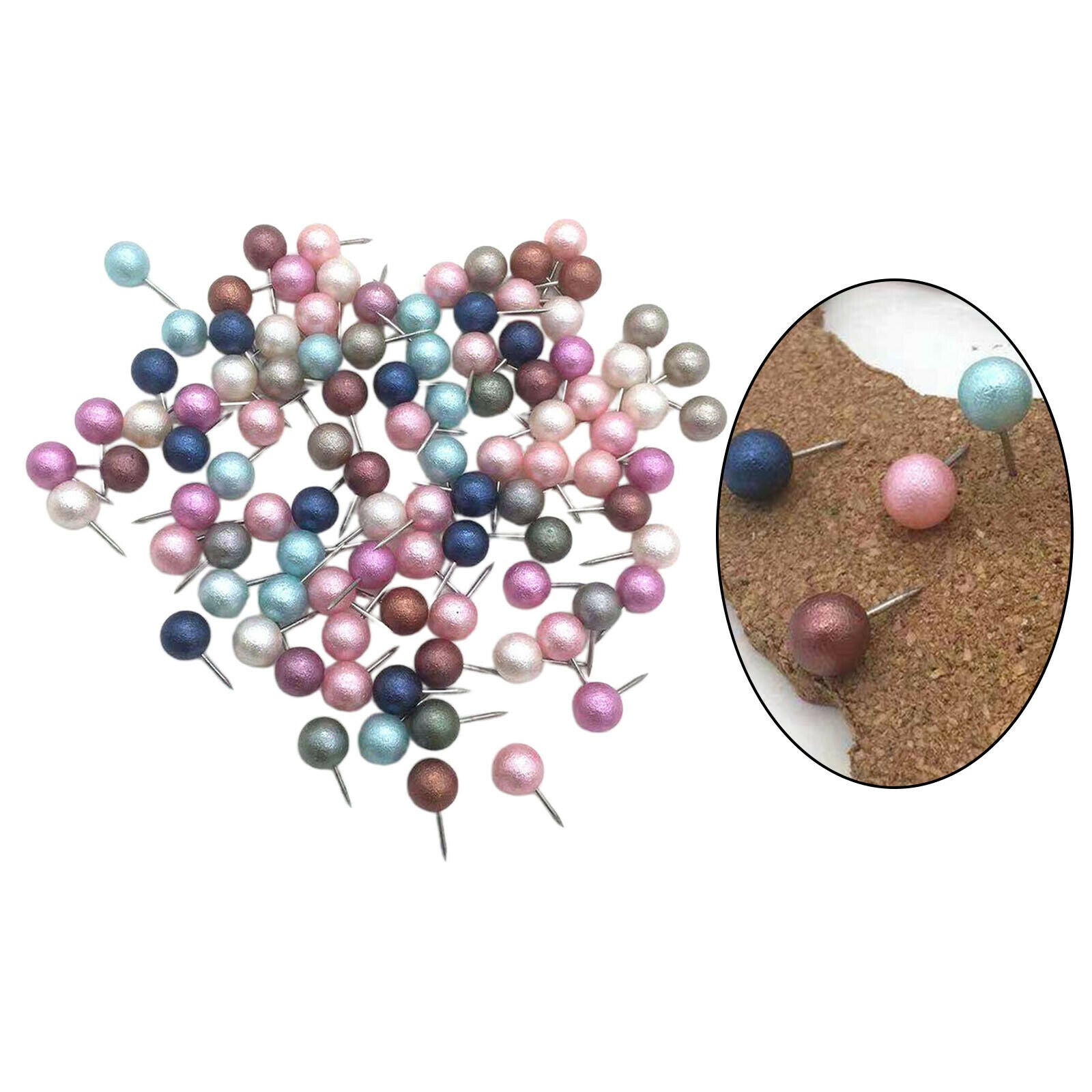 100x Push Pin Pushpin Round Head Thumb Tacks Posters Office Home Supplies