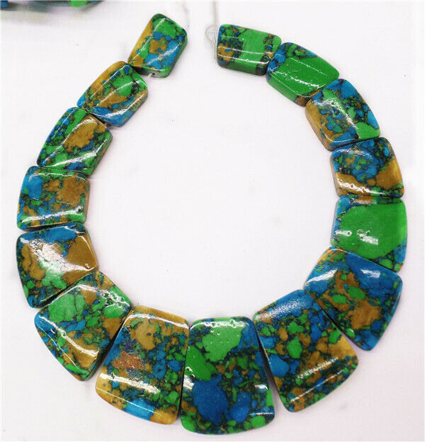 15Pcs/set Colorful Sea Sediment Turquoise Graduated Freeform Pendant Bead HH7528