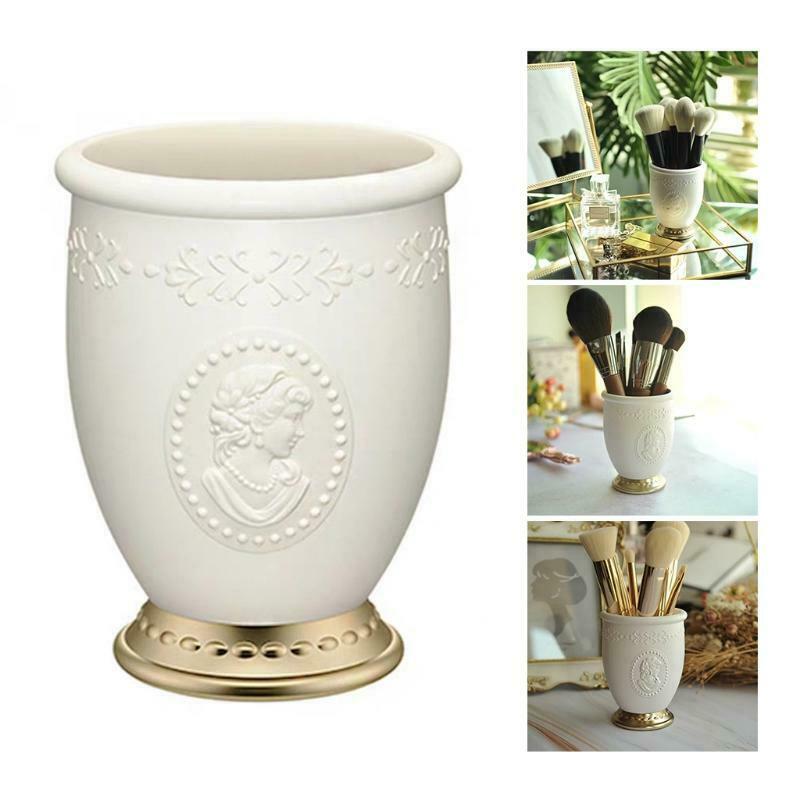 French Retro Makeup Brush Holder Embossed Portrait Cosmetic Tools Organizer Box