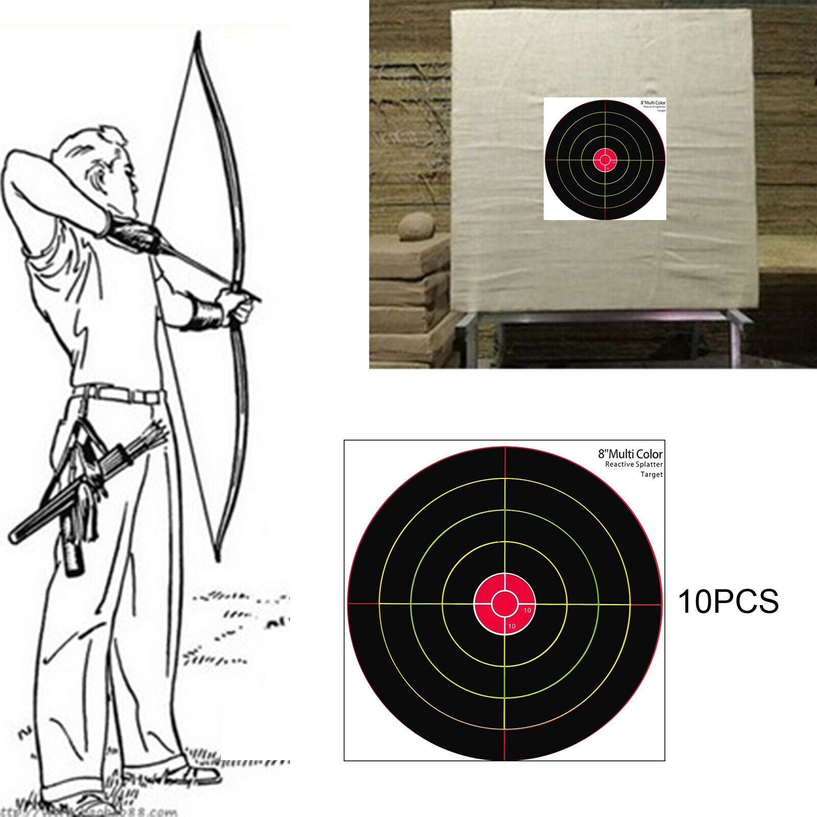 8'' Shooting  Self-adhesive Targets Paper Archery Accessories