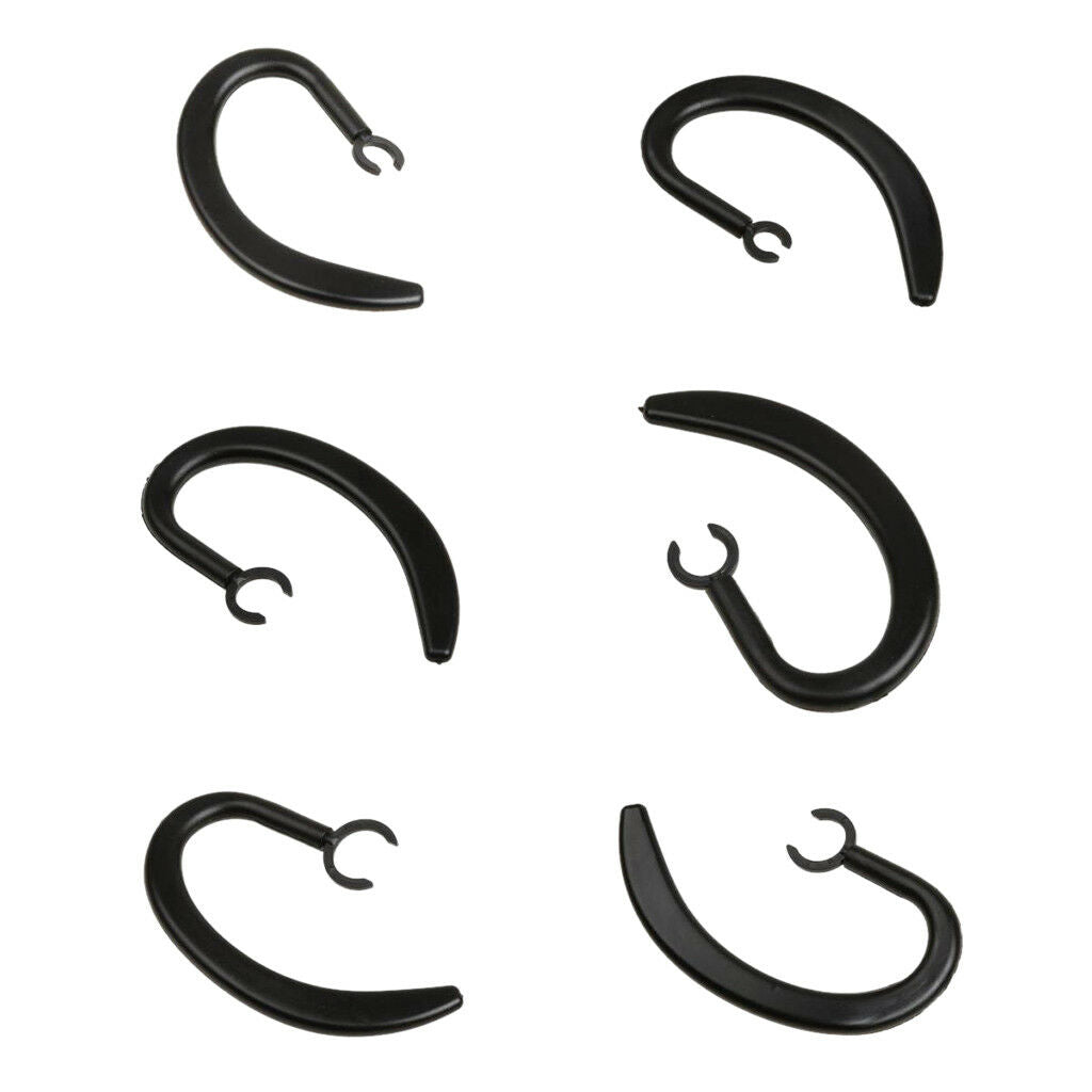 6 Pieces Universal Small Clamp Bluetooth Spare Ear Hook Loop Clip Black