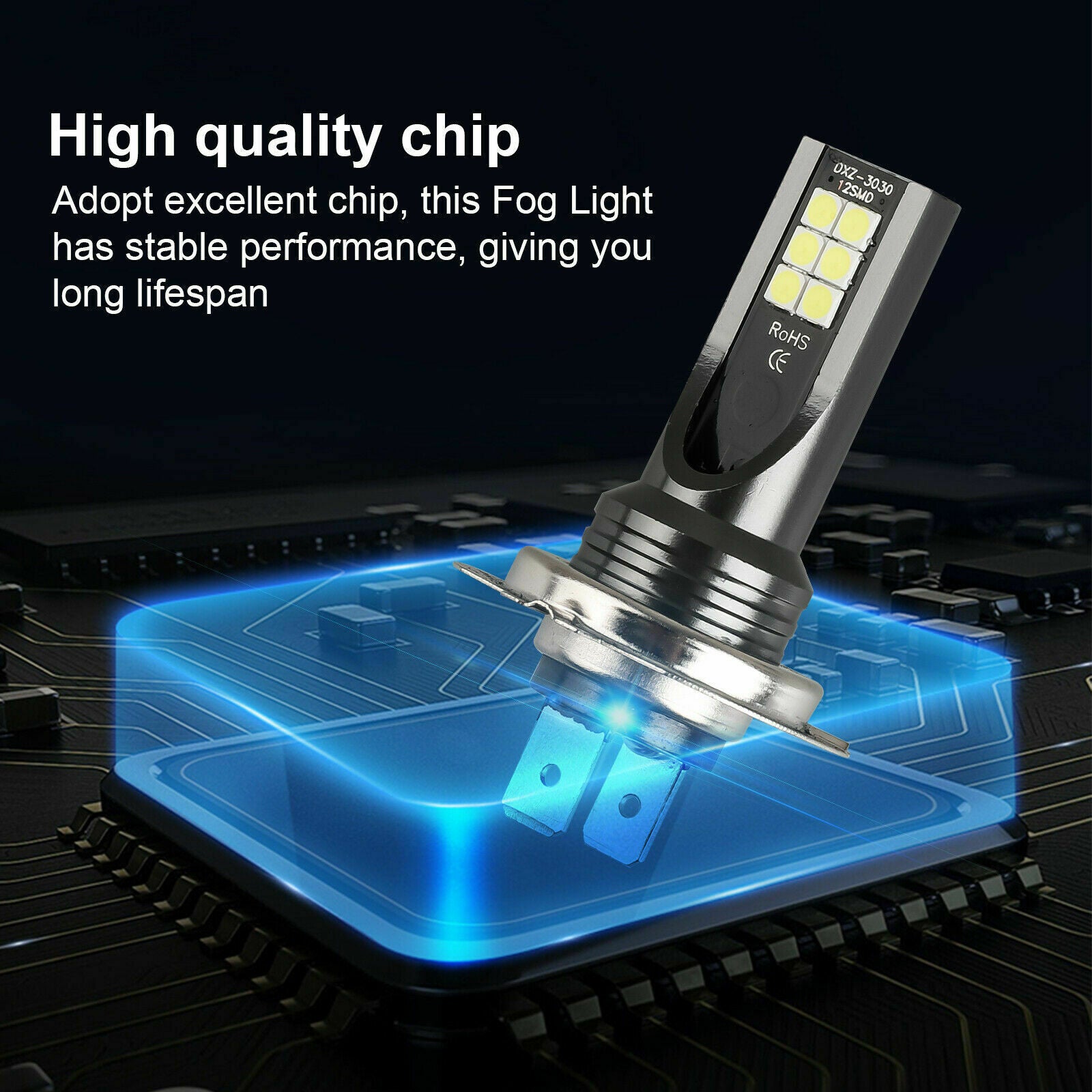 2Pcs CSP H7 6000K Super White 7000LM CREE LED Headlight Bulbs Kit High Low Beam
