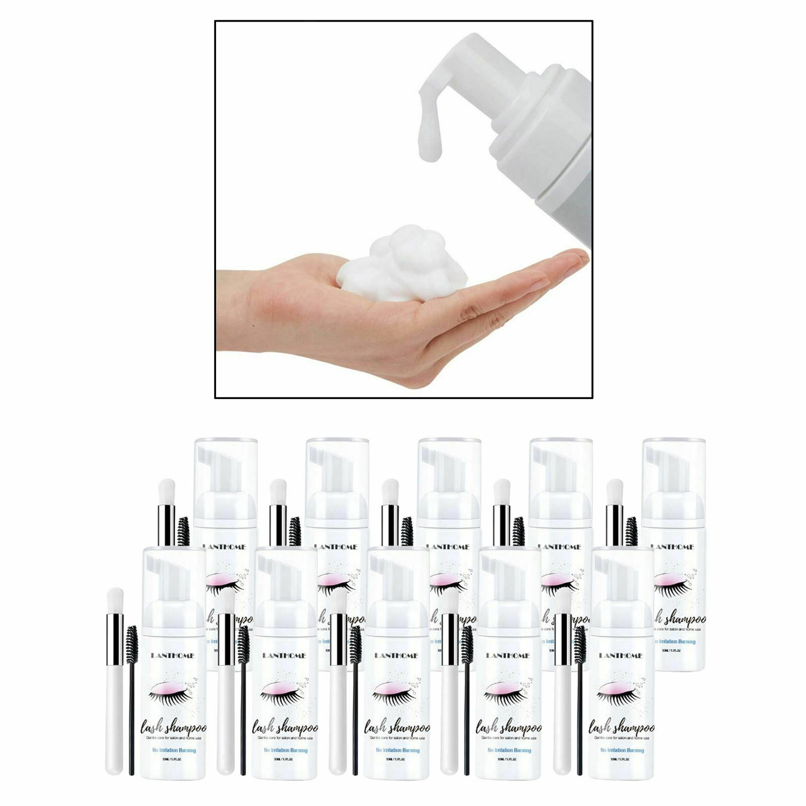 10pcs Eyelash Extension Shampoo 50ml Eyelid Foam Cleaner for The Salon