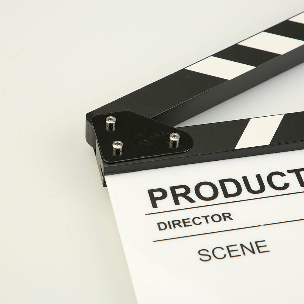 Movie Clap Board Film Slate Clapper 11.8x9.84" Board with Eraser+Pen Black White