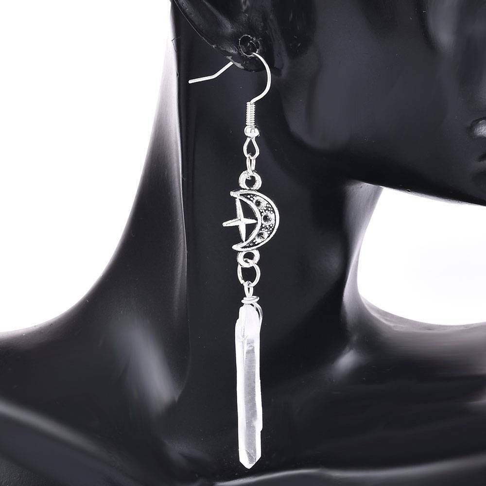 Clear Quartz Moon Earrings Natural Stones Earrings Jewelry For Women Gift CA
