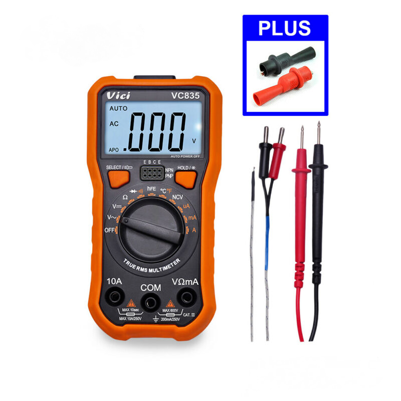 VC835 Digital Multimeter AC DC True DMM RMS 2000 Resistance NCV Diode Backlight