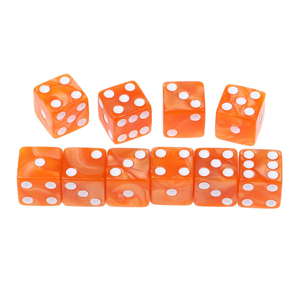 10x Gambling Props D6 Dice Six Sided for MTG TRPG DND Party Fun Toys Orange