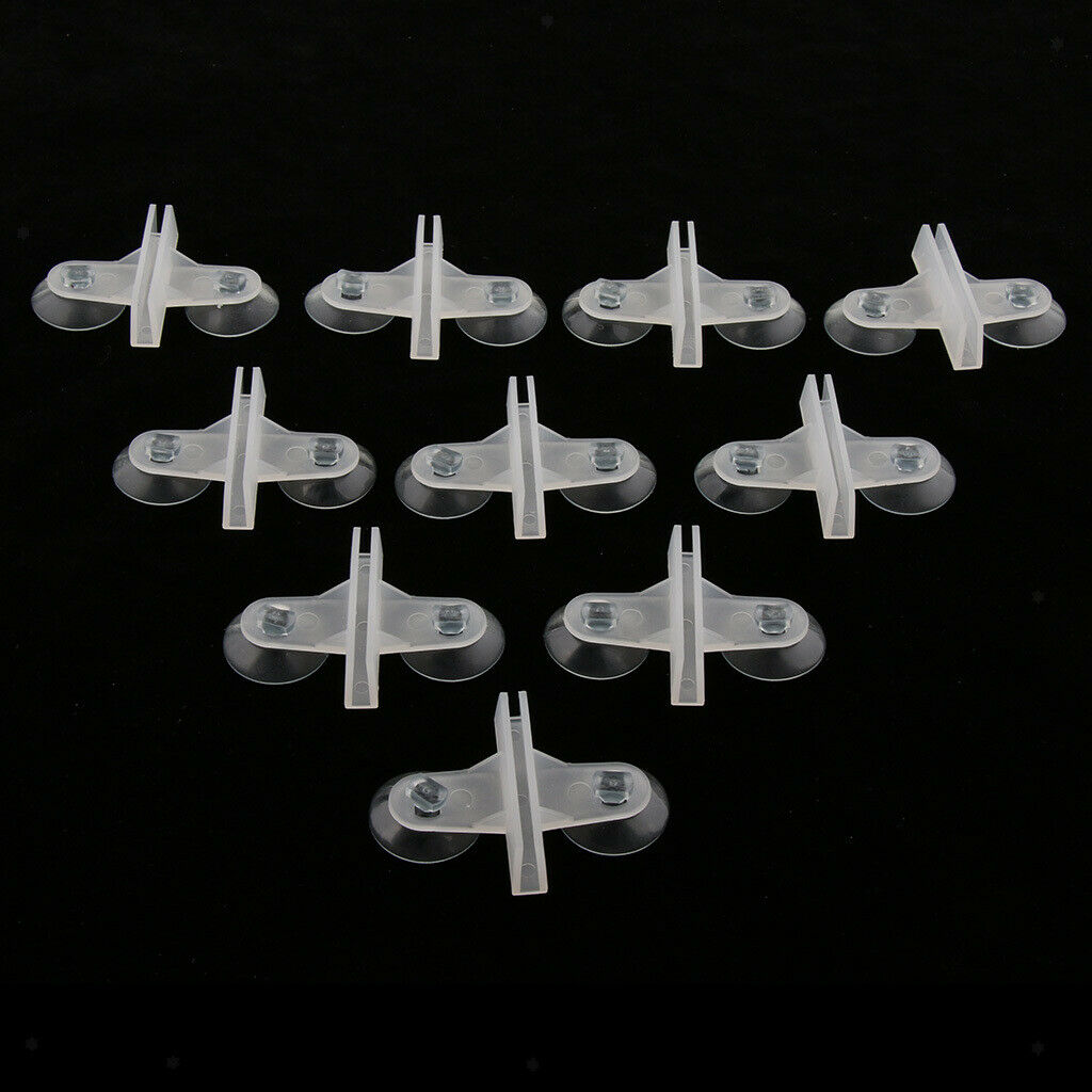 2X 10Pcs Aquarium Plastic Dual Suction Cup Clip Sucker Divider Support Holder
