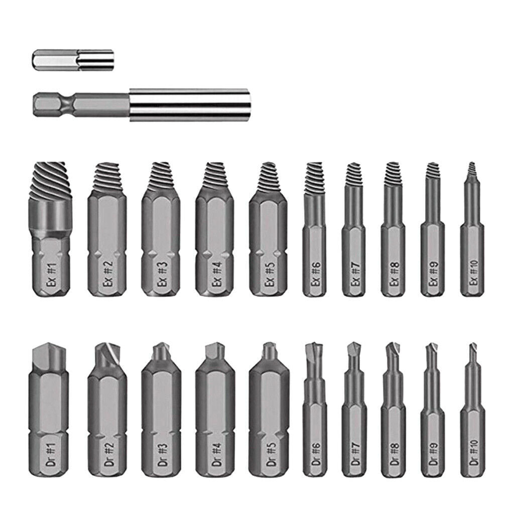 22xDamaged Screw Remover Set  Extractor Drill Bits Broken Bolt Stripped