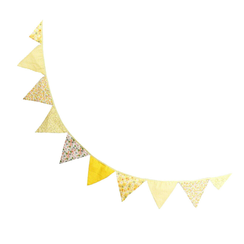 Triangle Bunting Banner w/12 Flag Photography Prop Party Decor Yellow 3.2m