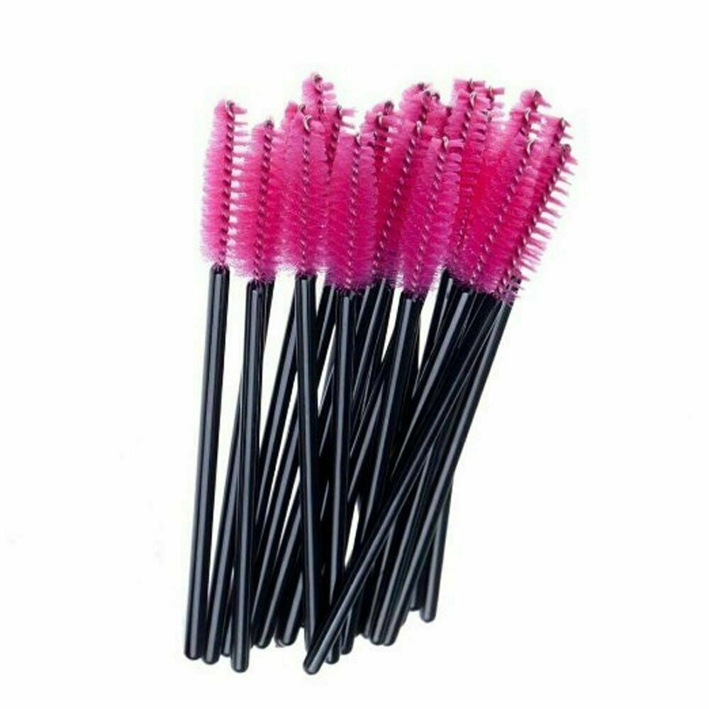 Disposable Hot Pink Mascara Eyelash Wands Applicator Brushes Makeup Extension