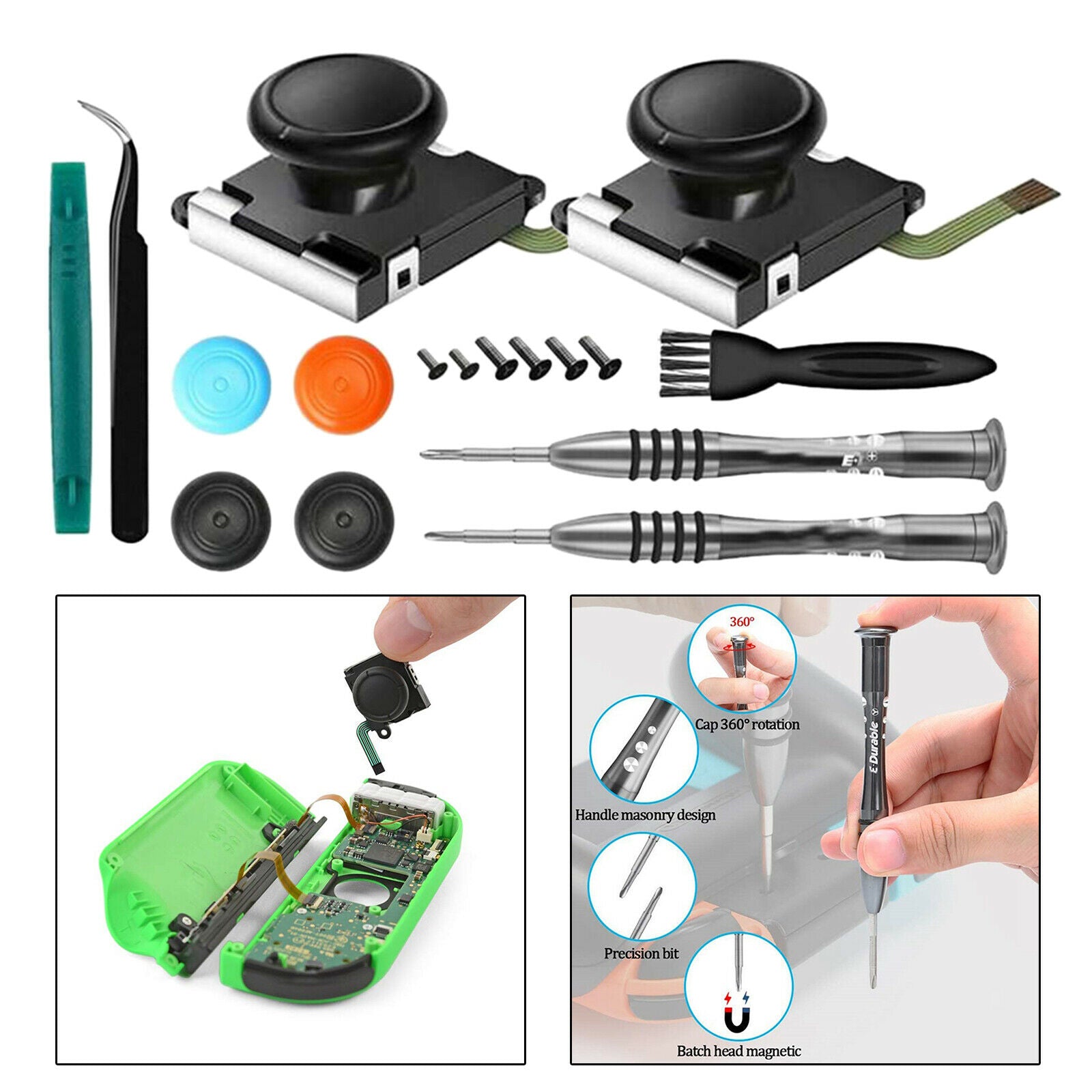 17x Joystick Replacement Thumbstick Repair Kit for Nintendo Switch Joy-Con