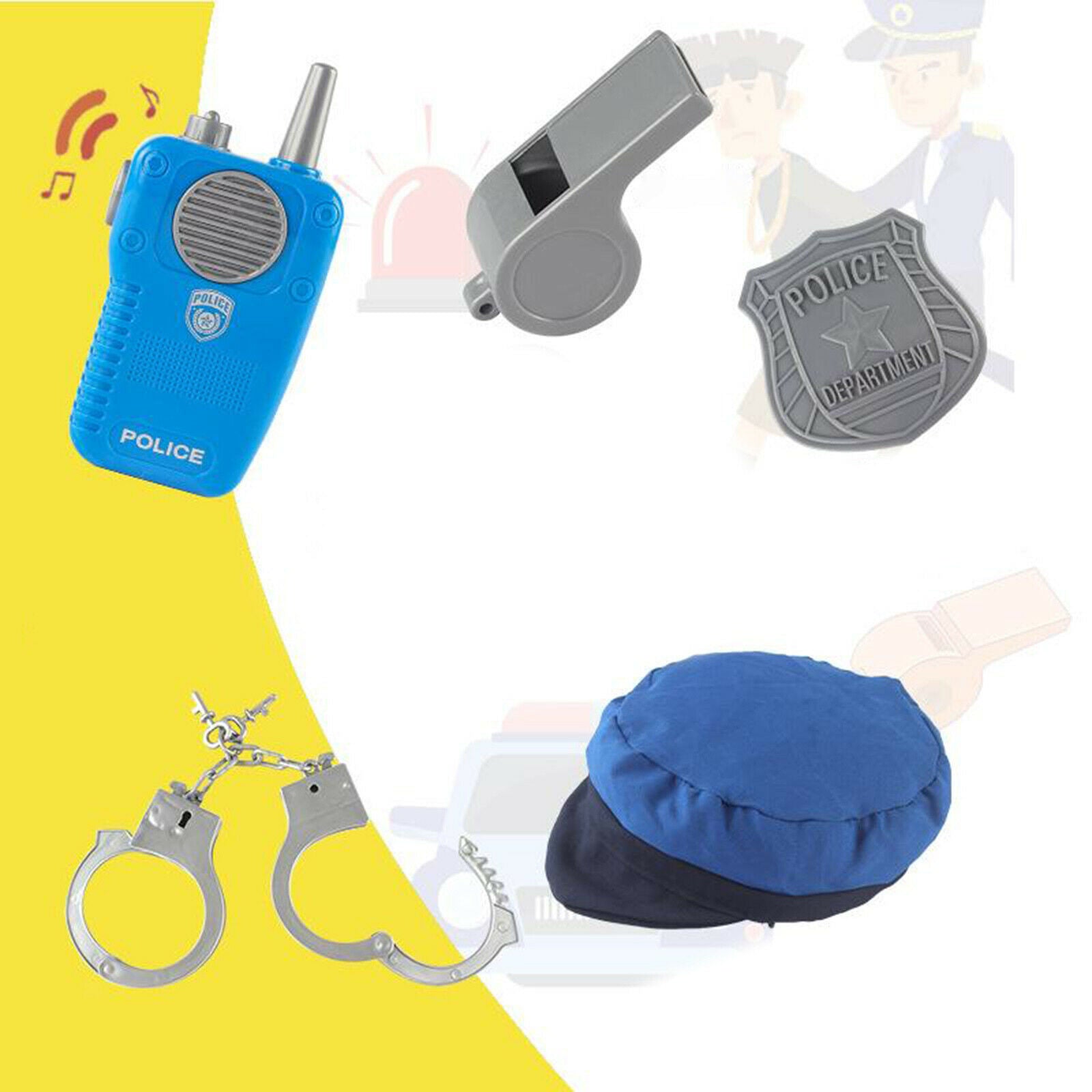 6pcs Toddlers Dress up Police Officer Costume Occupation Party Supplies