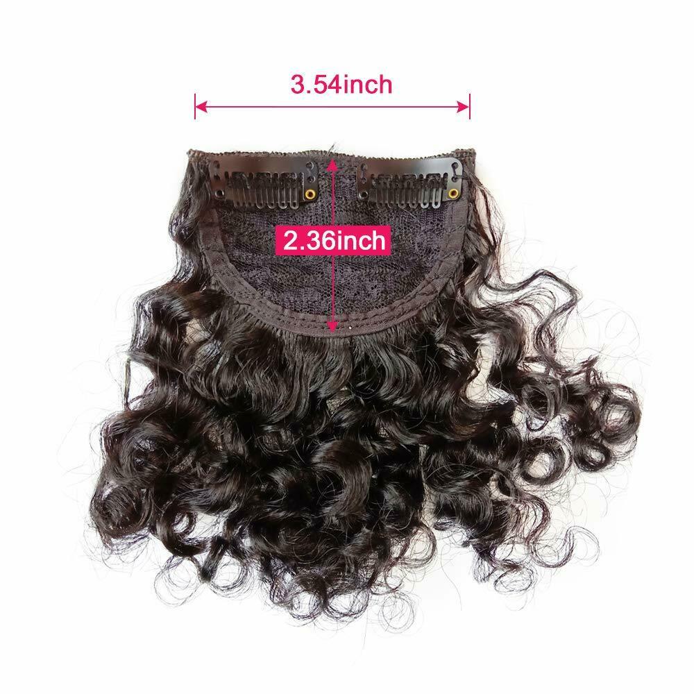 Natural Curly Front Fringe Bangs 100% Human Hair Clip on/in Hairpiece Extensions