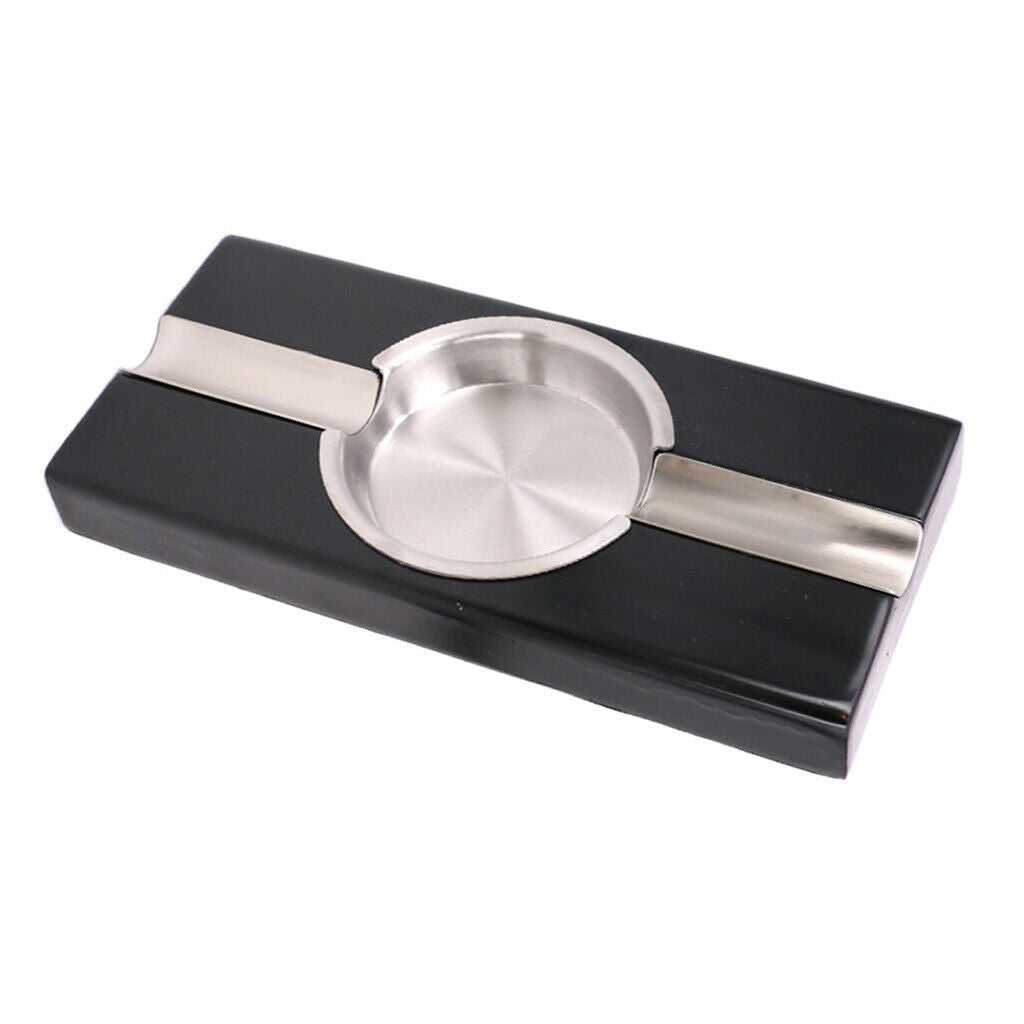 1x Cigar Ashtray Wood Base Sturdy Decor Cigar Holder 2 Rests High Quality