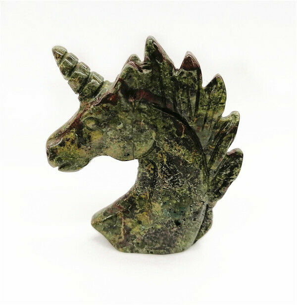 46g 60x40x15mm Dragon Blood Stone Carved Unicorn Decoration Statue Decor HH7539
