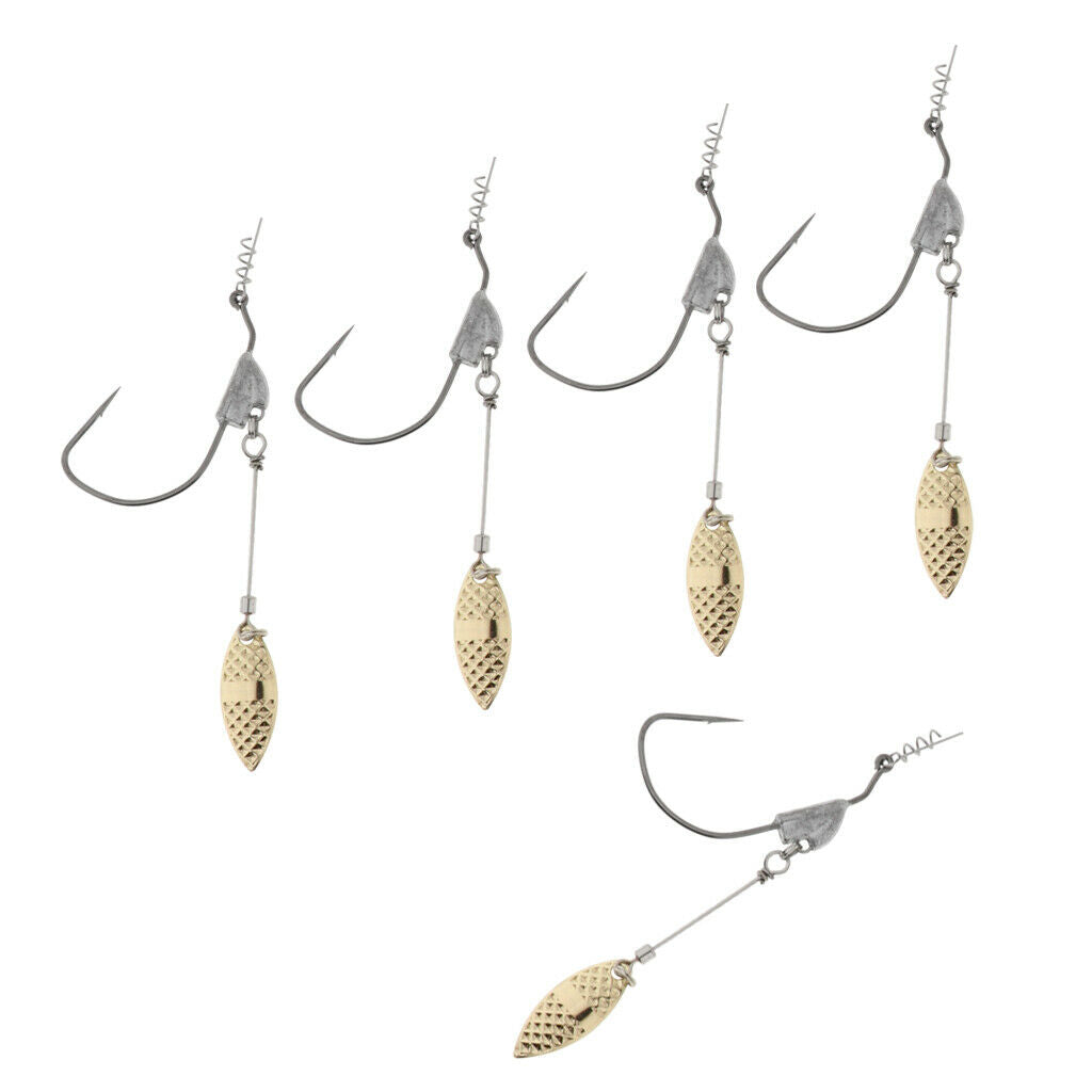 5pcs Weighted Fishing Hooks with Lead Spoon Spring for Swimbaits 6.2g