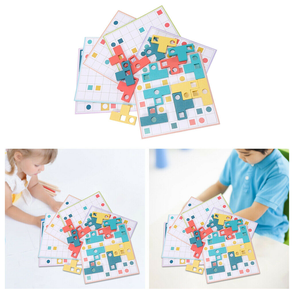 Wooden Montessori Tangram Board Blocks Shape Puzzles Brain Teaser Gifts