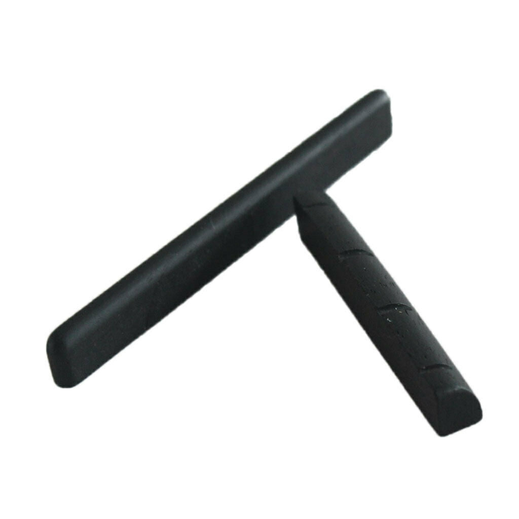 Ukulele Saddle and Nut Ebony Set Hawaii Guitar Replacement Part(Black)