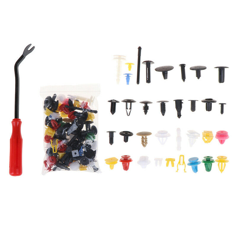 100Pcs Car door plastic mixed fastener clip bumper fender trim rivet with t_DD