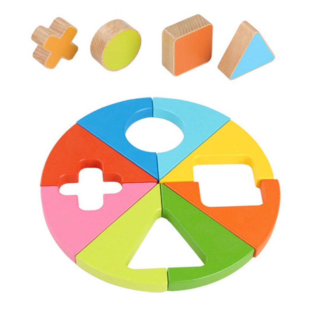 Wooden Geometric Shape Sorter Puzzle Toys - Colors Shapes 2 in 1 Matching Board