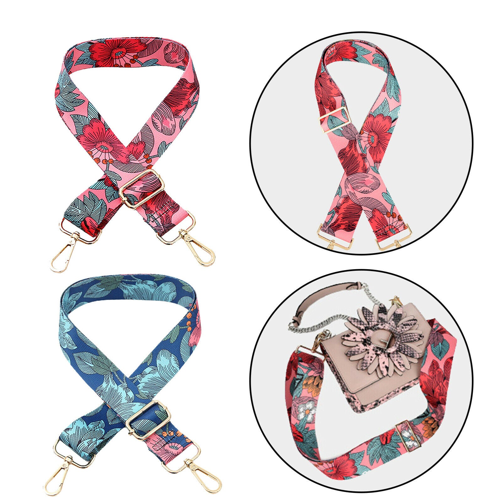 Set of 2 Colorful Women DIY Bag Shoulder Strap CrossBody Replace for Handbag