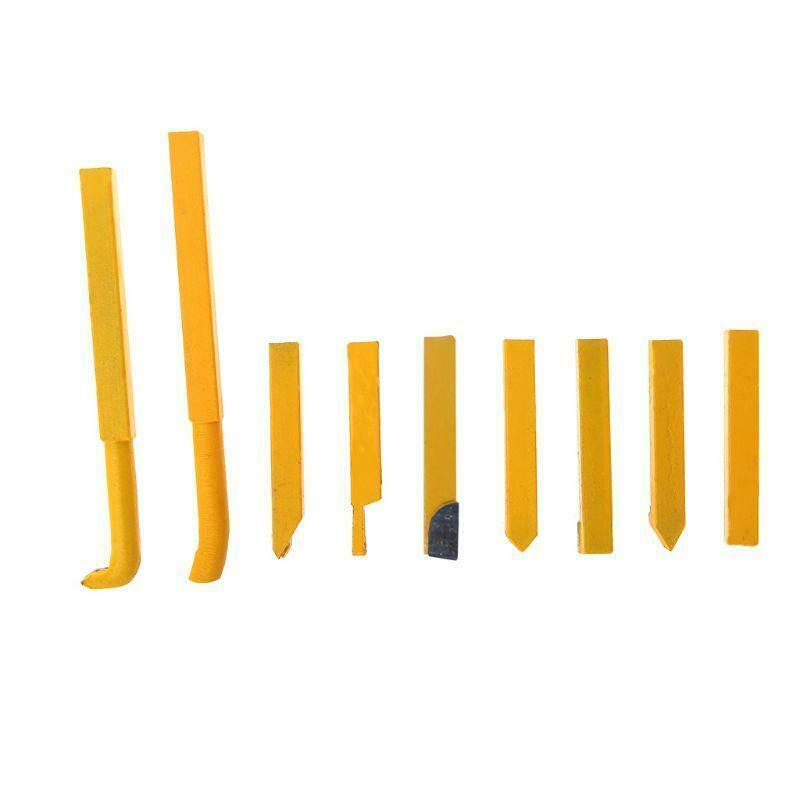 9Pcs 10x10mm Carbide Tipped Lathe Metal Cutter Cutting Tools Set Turning Boring