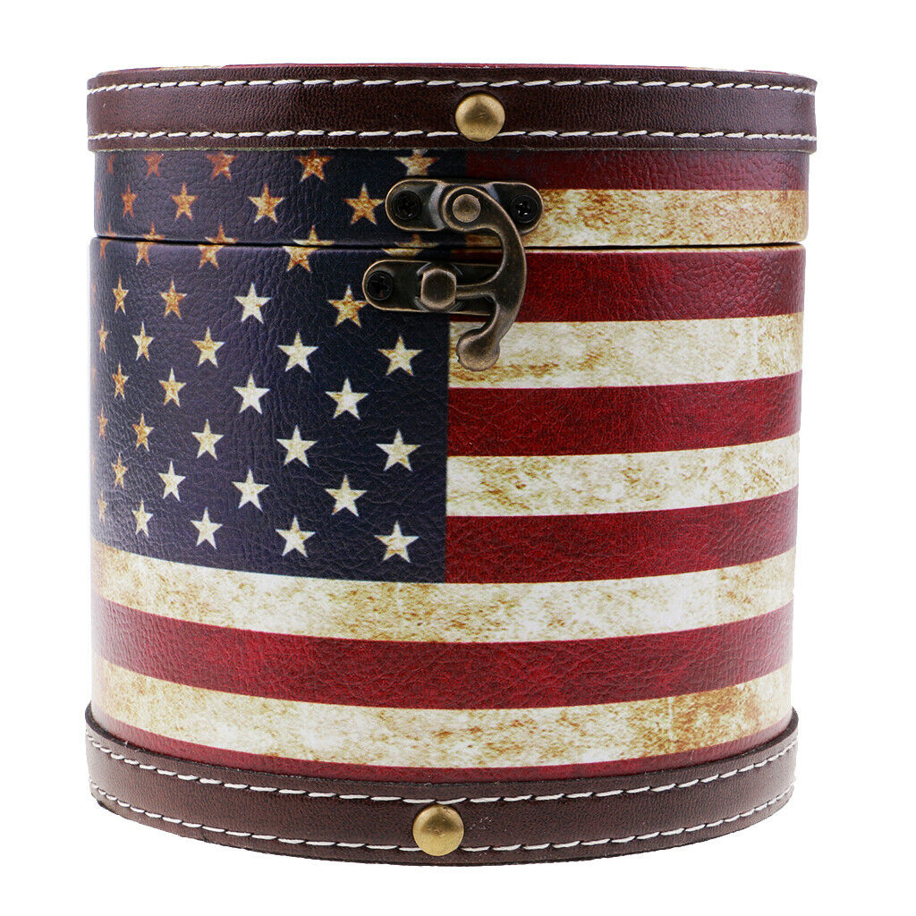 Wooden Cylinder Tissue Box Towel Napkin Holder Container Stripes Flag