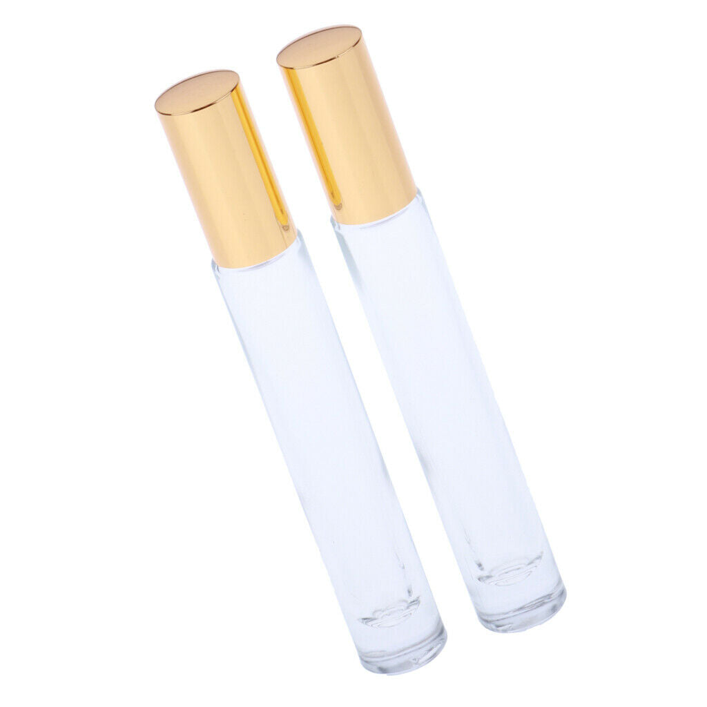 2X 10ml Empty Glass Perfume Essential Oil Roller Ball Bottles Cases Holder