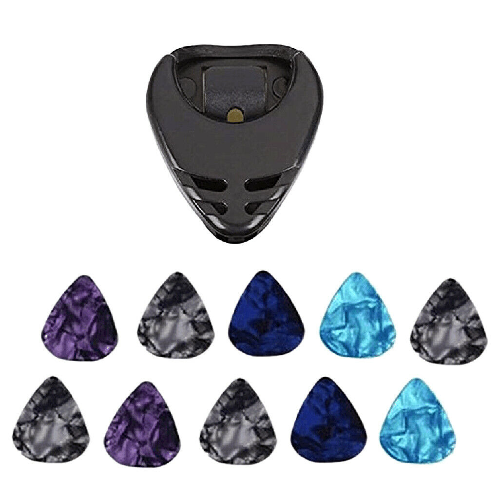 For Acoustic Guitar Electric Guitar Bass-Stick-on Holder+10 Pcs Guitar Picks