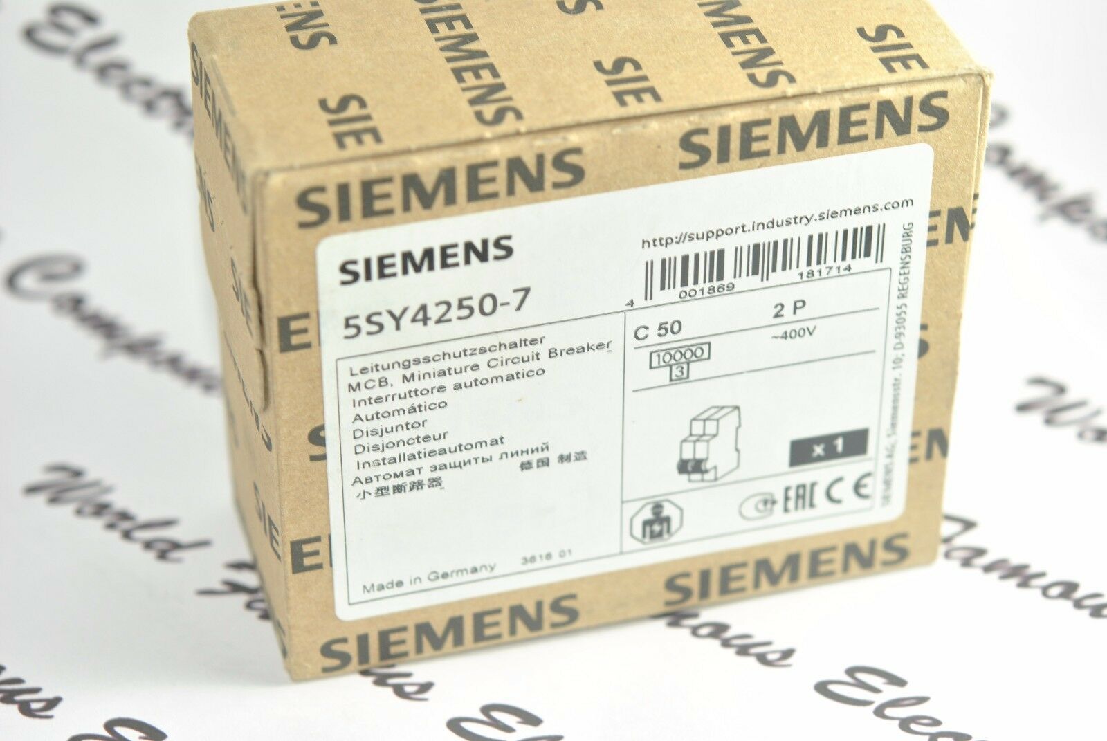 1pcs - SIEMENS 5SY4250-7 MCB-C50 50A 2P Circuit Breaker
