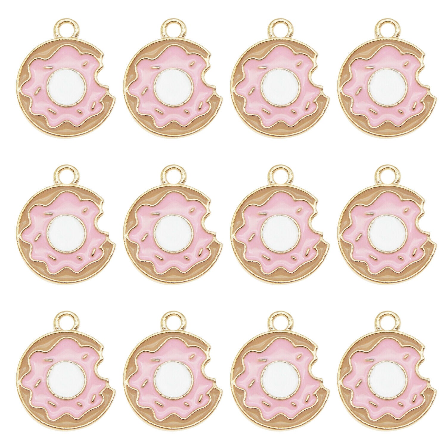 20PCS Enamel Plated Colorful 19x15mm Dessert Donuts Charms Pendant DIY Findings