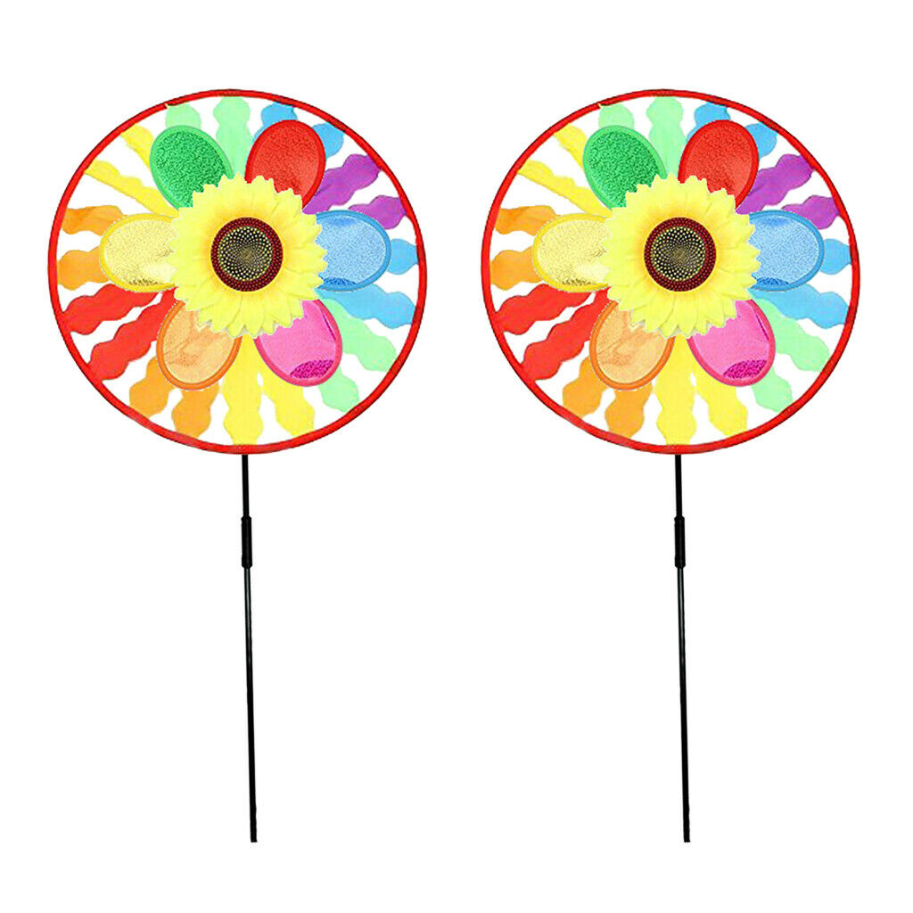 2 pieces Windmill Wind windsocks Sunflower Rainbow Whirligig Wheel Home Yard