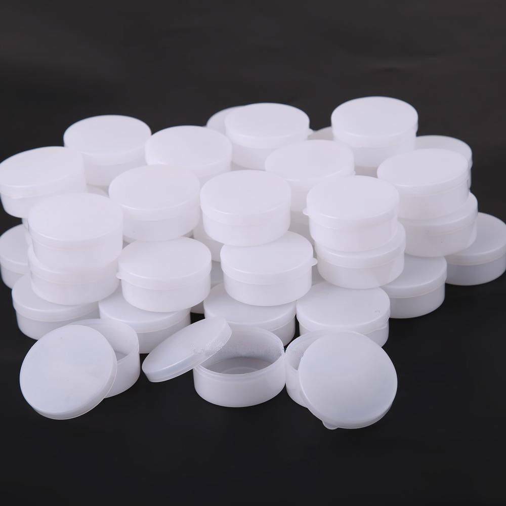 50PCS Lot White Plastic Cosmetic Sample Container 10-Grams Jars Pot Small Empty/