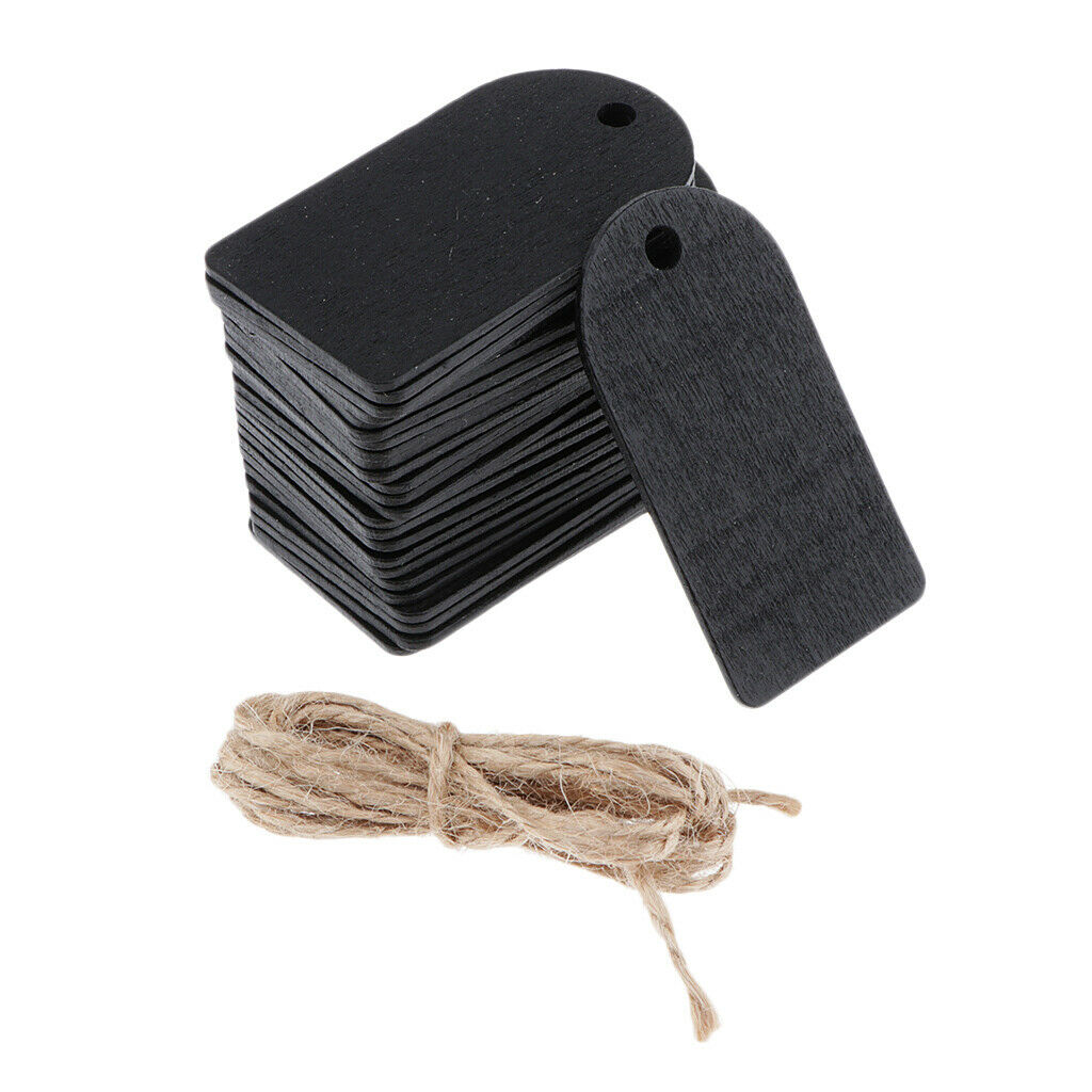 25x Wooden Chalkboard Tags Board Labels with String Wedding Party Decoration