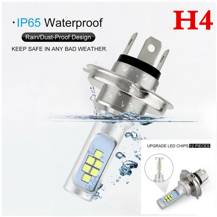 2 x H4 LED headlight 12 SMD 1200LM Hi Lo Lamp for Scooter Accessories Moto DRL