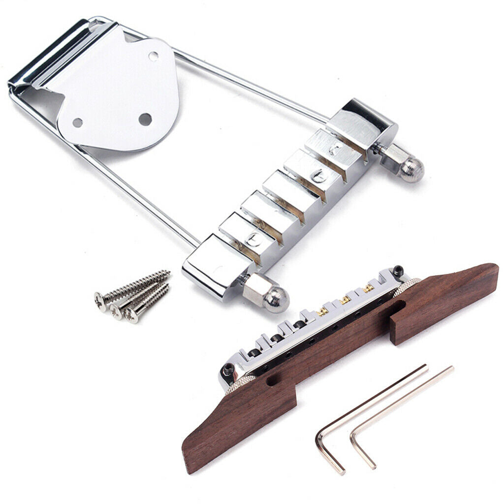 1 Set 6 String Archtop Jazz Guitar Bridge Tailpiece  for Jazz Guitar  Chrome