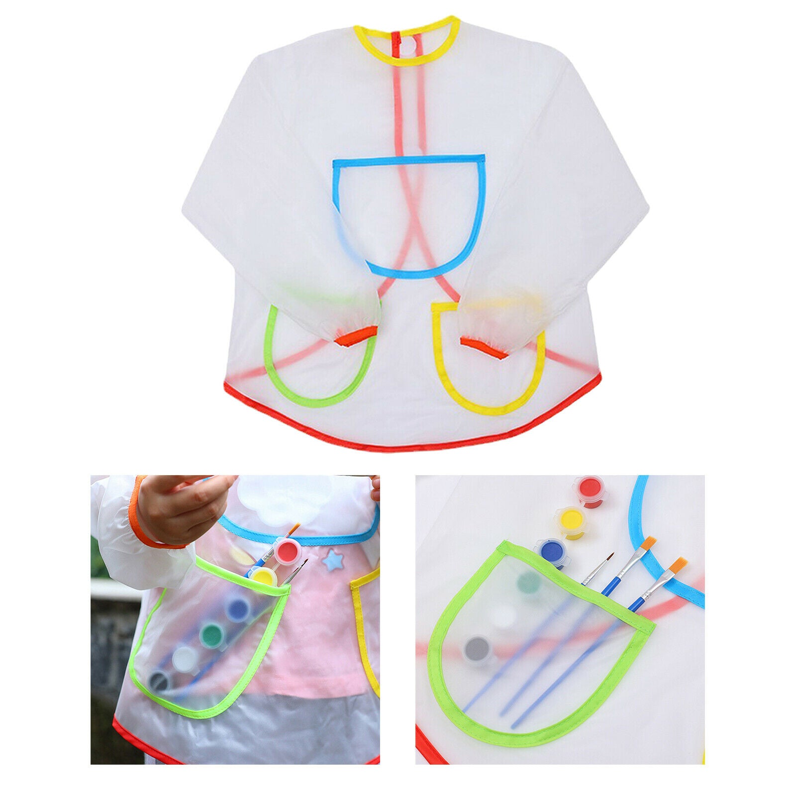 Kids Art Smock For 3-6 Years Drawing Painting Apron Baby Toddler Eating Bib