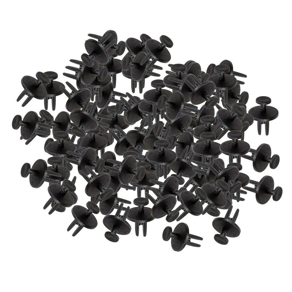 100x Auto Mud Skirt Blind Rivets Nylon 6mm Mouldings Trim 1/4" Black Pins