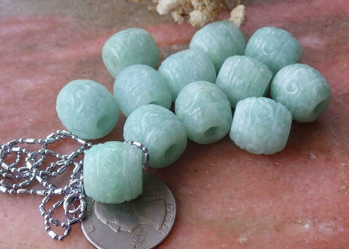 Natural Green A Jade jadeite Hand-carved pendant Flower Circle Donut Necklace